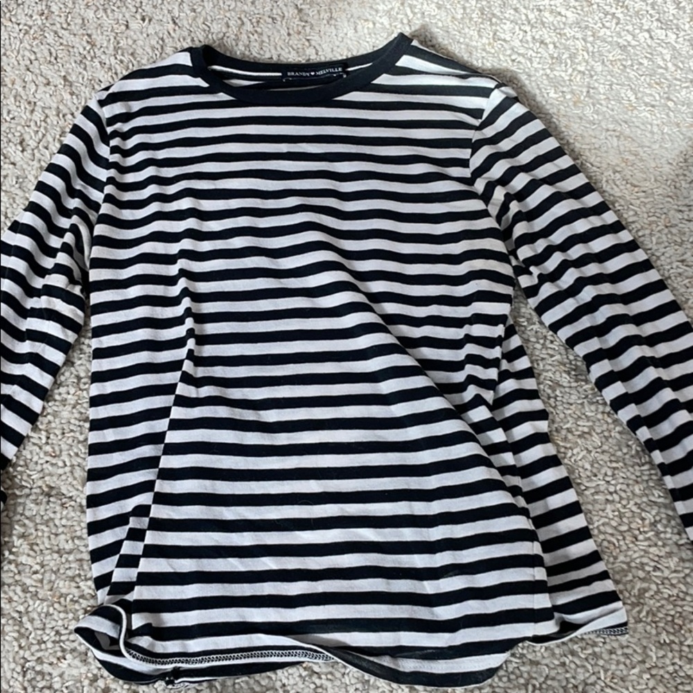 Black and white striped long sleeve top